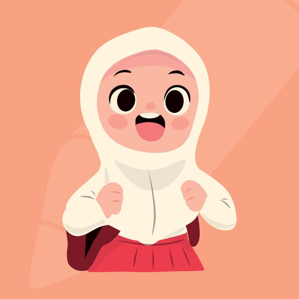 carino hijab alunno poco ragazza vettore