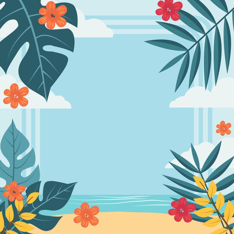 estate spiaggia telaio sfondo con tropicale foglia pianta e copia spazio vettore