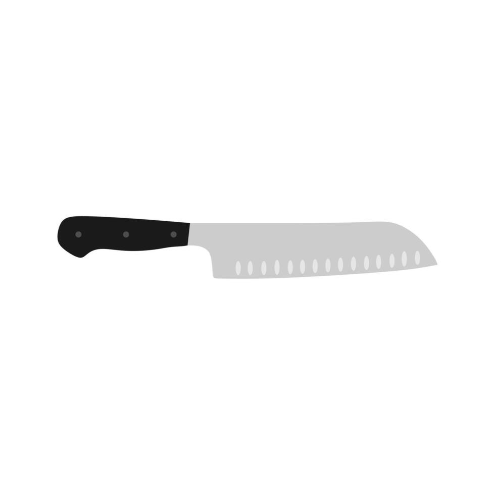 santoku giapponese cucina coltello piatto design illustrazione isolato su bianca sfondo. un' tradizionale giapponese cucina coltello con un' acciaio lama e di legno maneggiare. vettore