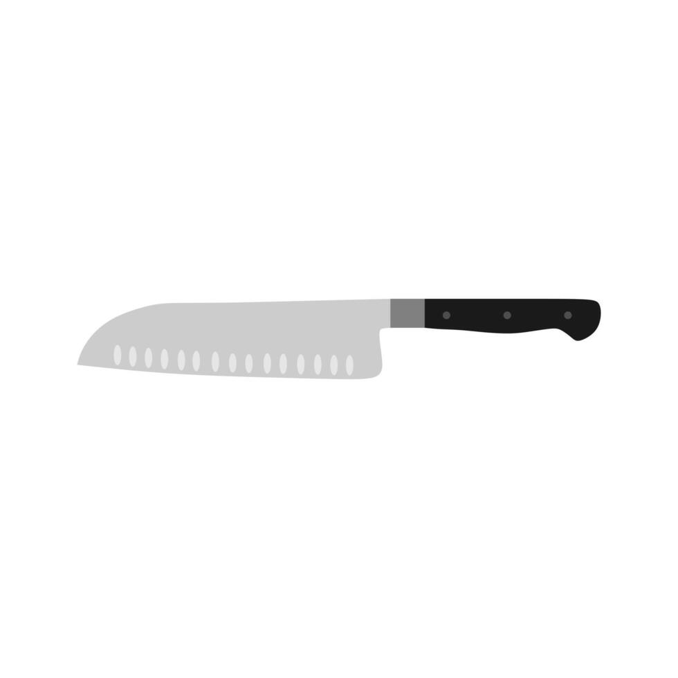 santoku giapponese cucina coltello piatto design illustrazione isolato su bianca sfondo. un' tradizionale giapponese cucina coltello con un' acciaio lama e di legno maneggiare. vettore