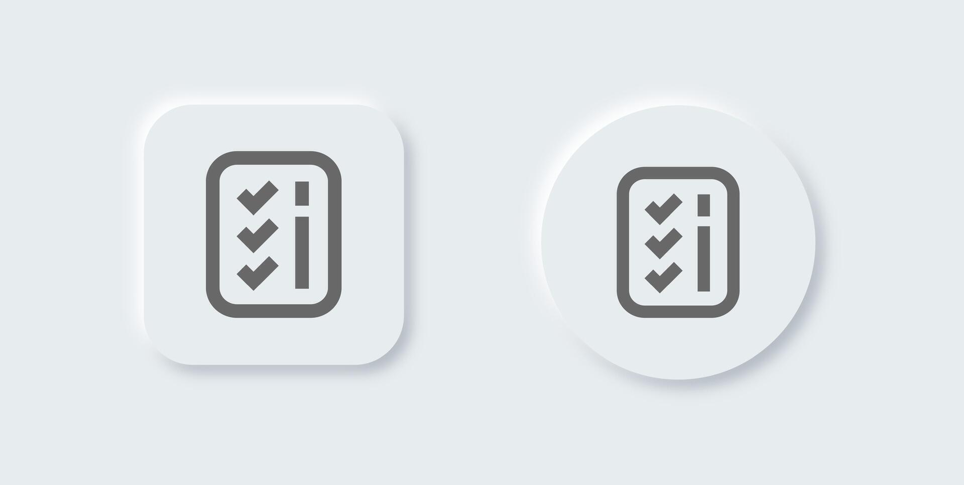 elenco linea icona nel neomorfo design stile. lista di controllo segni illustrazione. vettore