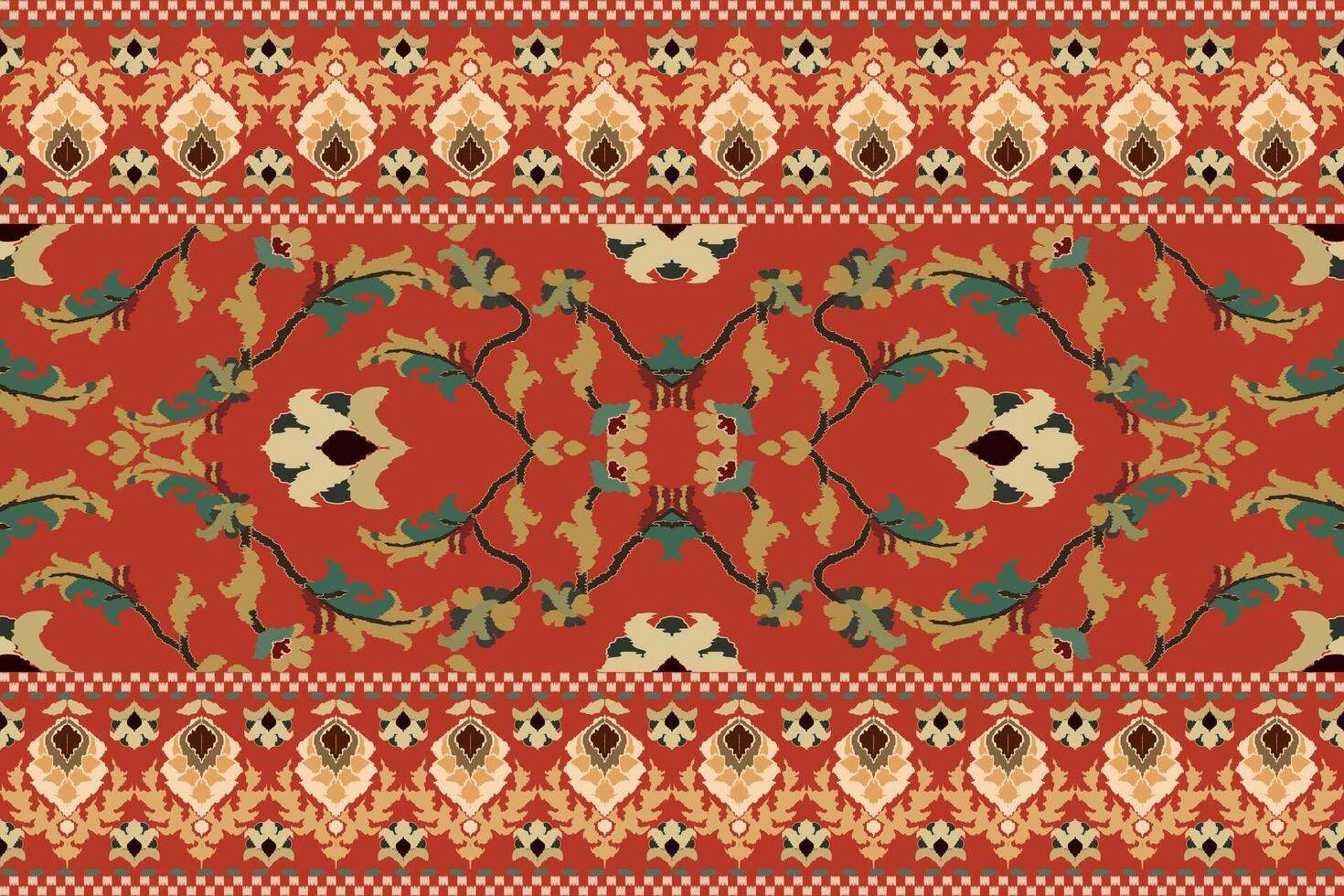 ikat tribale indiano senza soluzione di continuità modello. etnico azteco tessuto tappeto mandala ornamento nativo boho gallone tessile.geometrico africano americano orientale tradizionale illustrazioni. ricamo stile. vettore