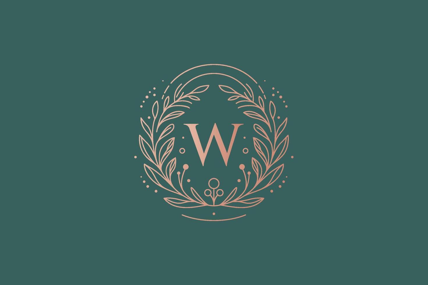 lettera w monogramma lusso logo distintivo con floreale telaio decorazione arte per attività commerciale boutique moda nozze vettore