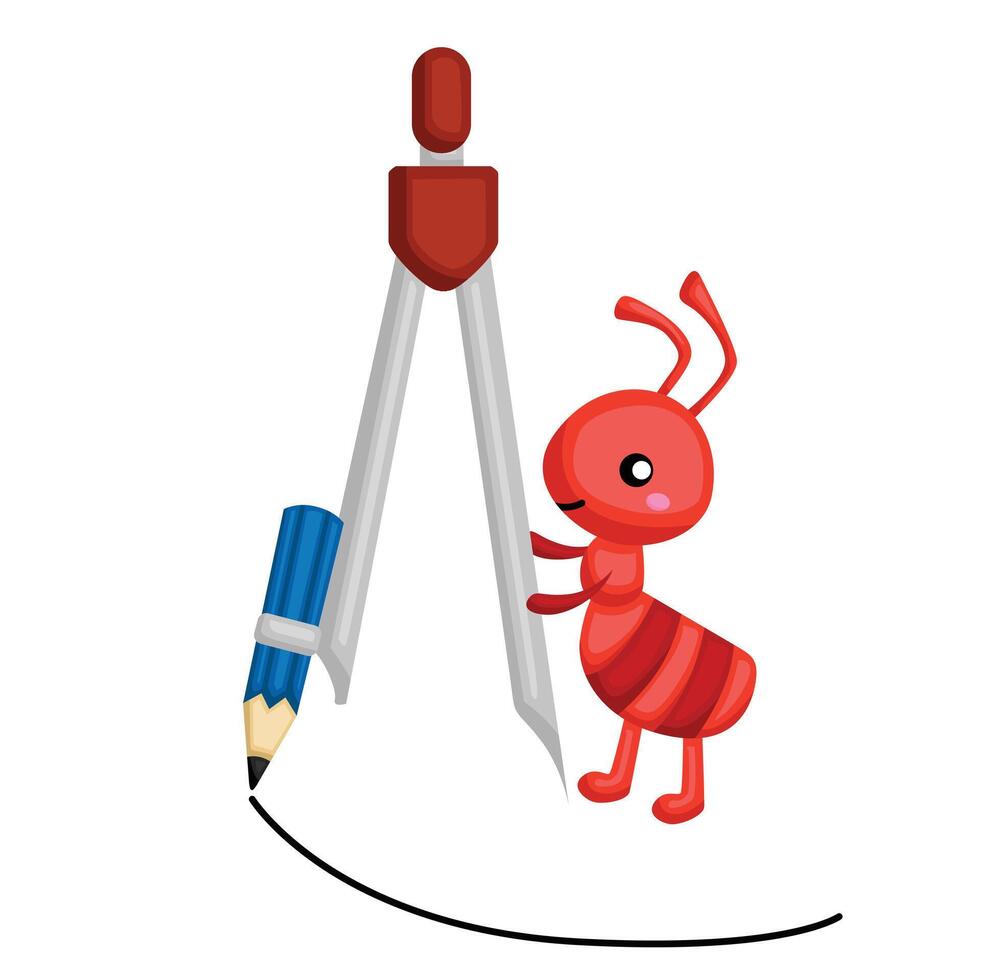 carino formica animali e matematica lezione cartone animato illustrazione clipart etichetta decorazione sfondo vettore