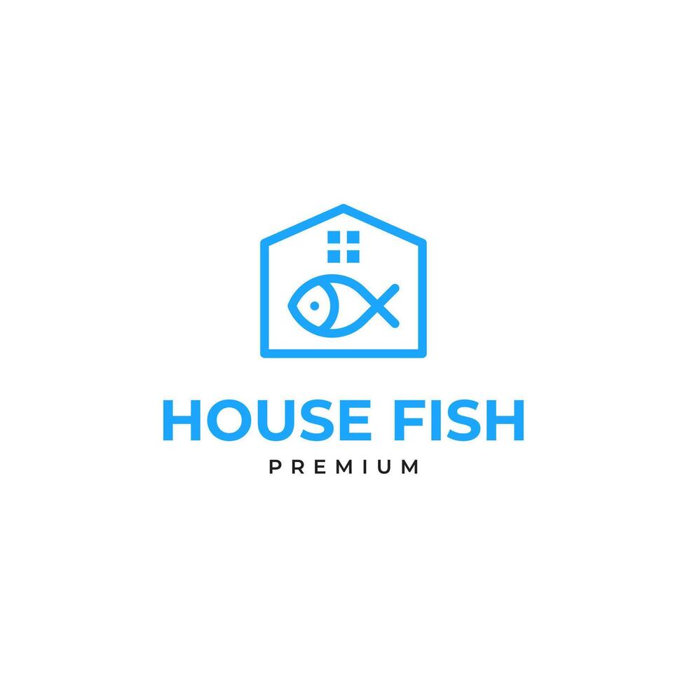 Casa con pesce combinazione logo design illustrazione idea vettore