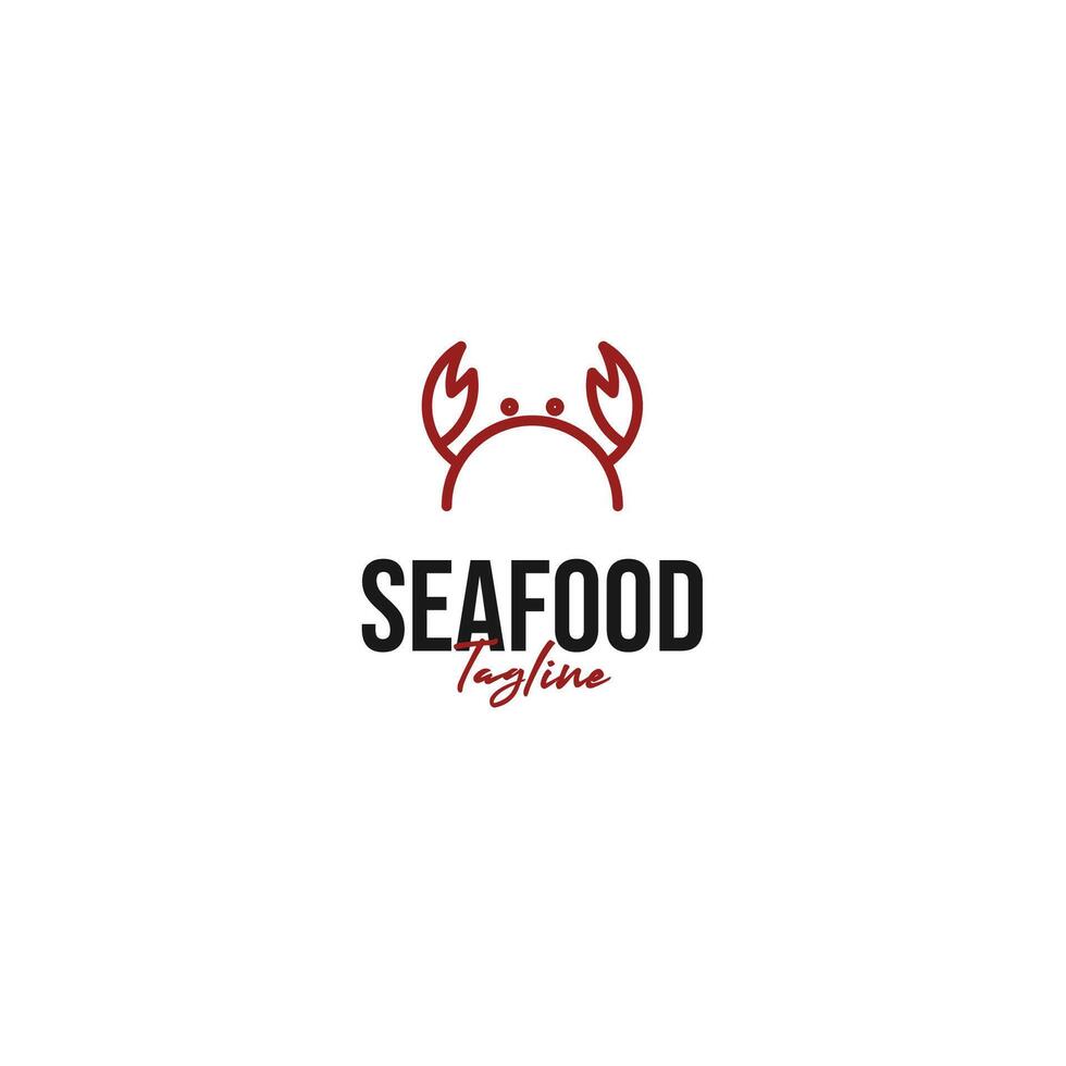 Granchio logo design per frutti di mare ristorante illustrazione idea vettore