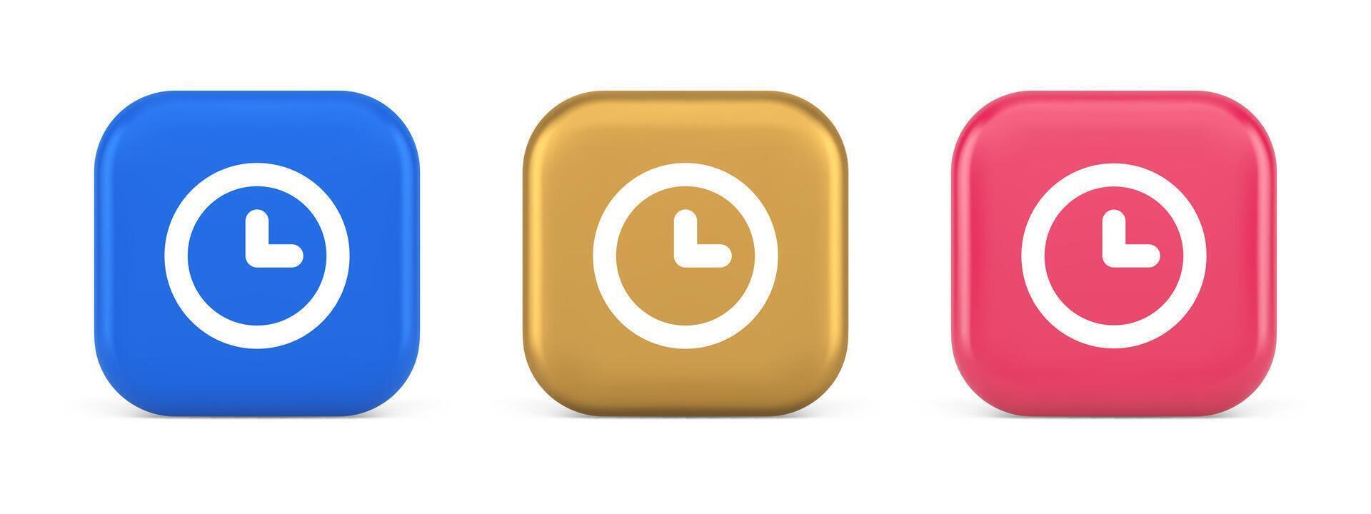 Timer conto alla rovescia Scadenza controllo pulsante tempo gestione orologio ragnatela App design 3d icona vettore