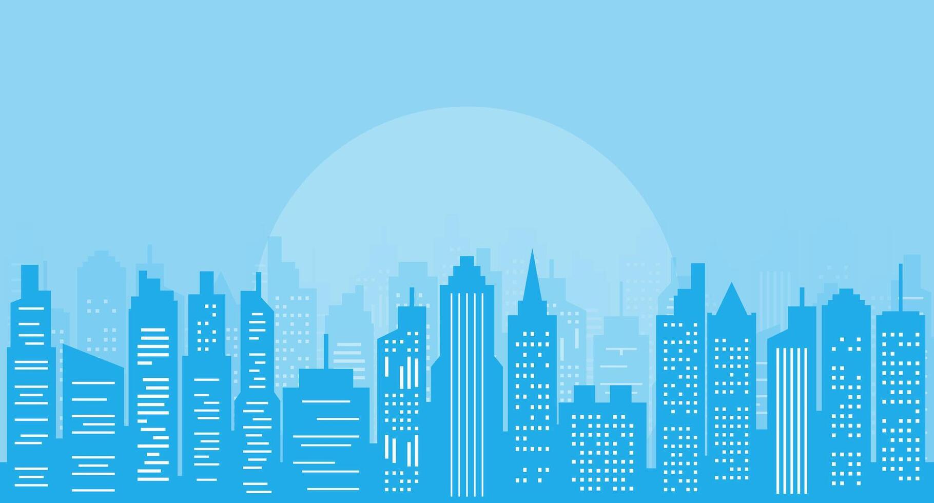 blu paesaggio urbano illustrazione sfondo con grattacieli vettore