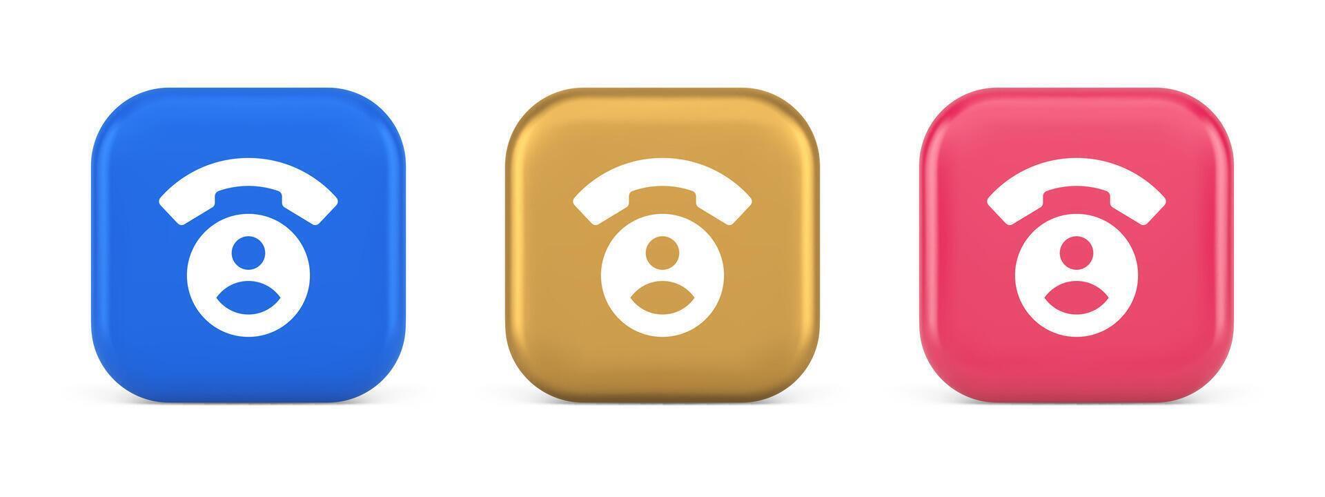 contatto Telefono chiamata voce comunicazione pulsante dialogo assistenza assistenza telefonica consulenza 3d icona vettore