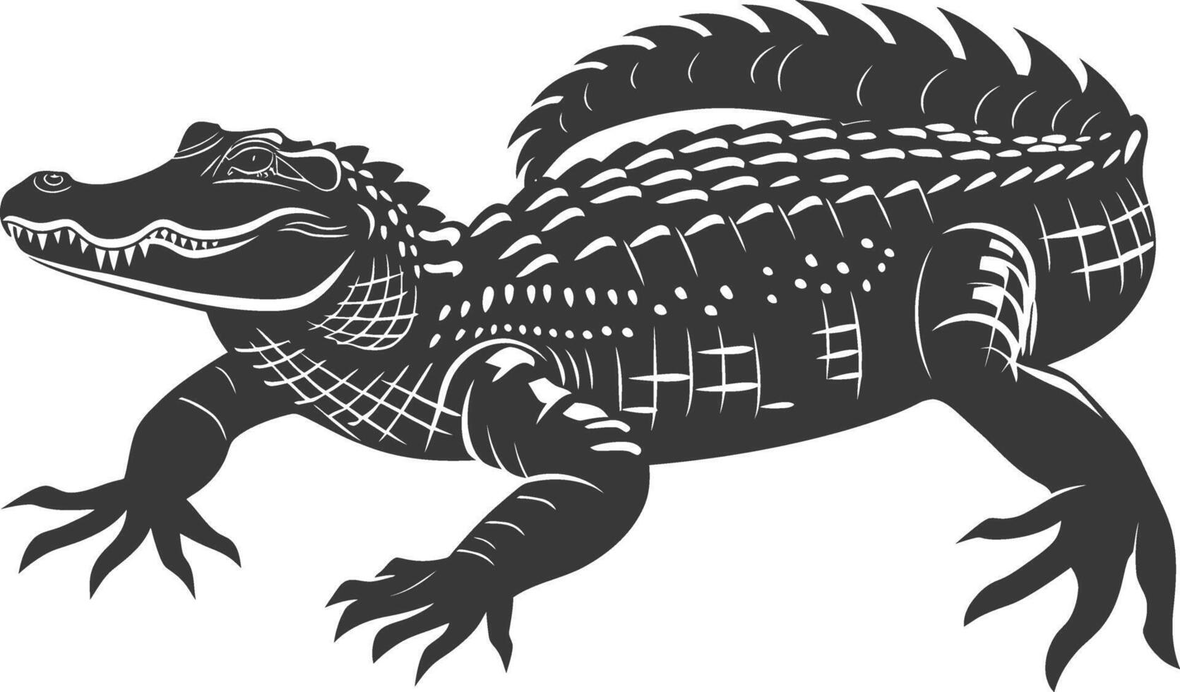 silhouette alligatore animale nero colore solo pieno corpo vettore