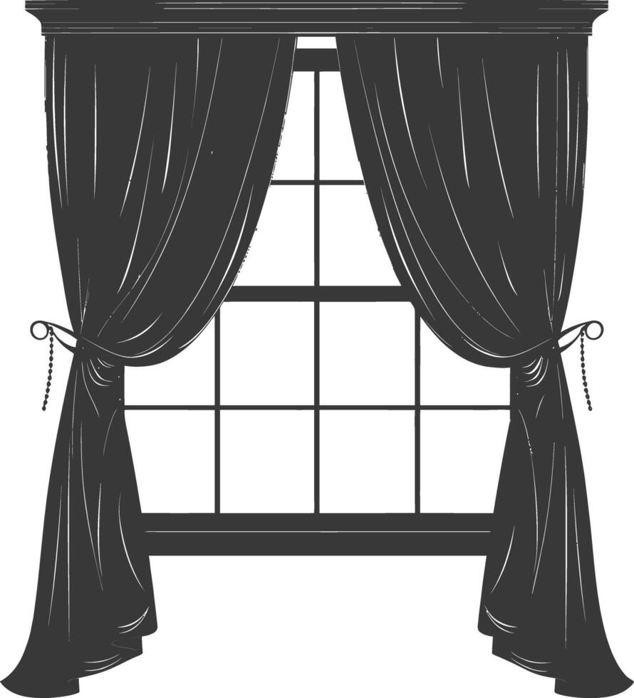 silhouette estetico finestra con tenda nero colore solo vettore