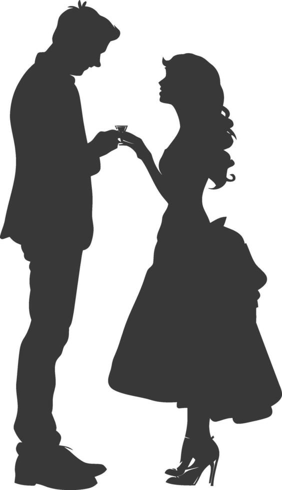 silhouette nozze proposta di coppia nero colore solo vettore