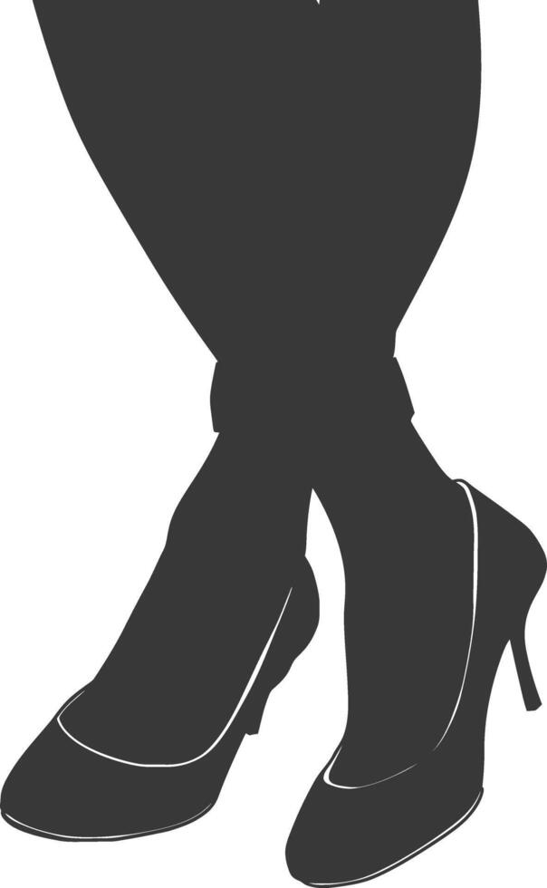 silhouette donna piatto scarpe nero colore solo vettore