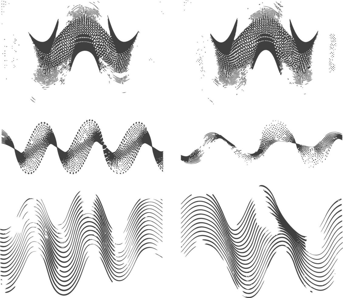 agitando suono vibrazione e pulsante Linee nero colore solo vettore