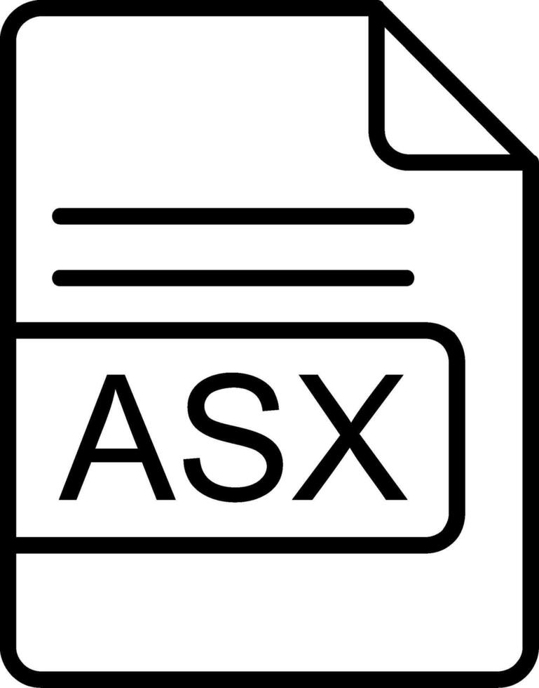 asx file formato linea icona vettore