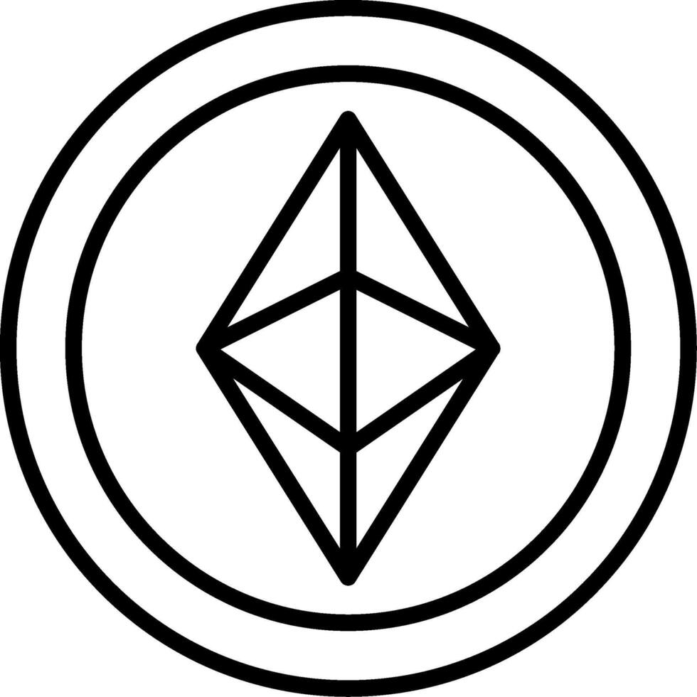 Ethereum linea icona vettore