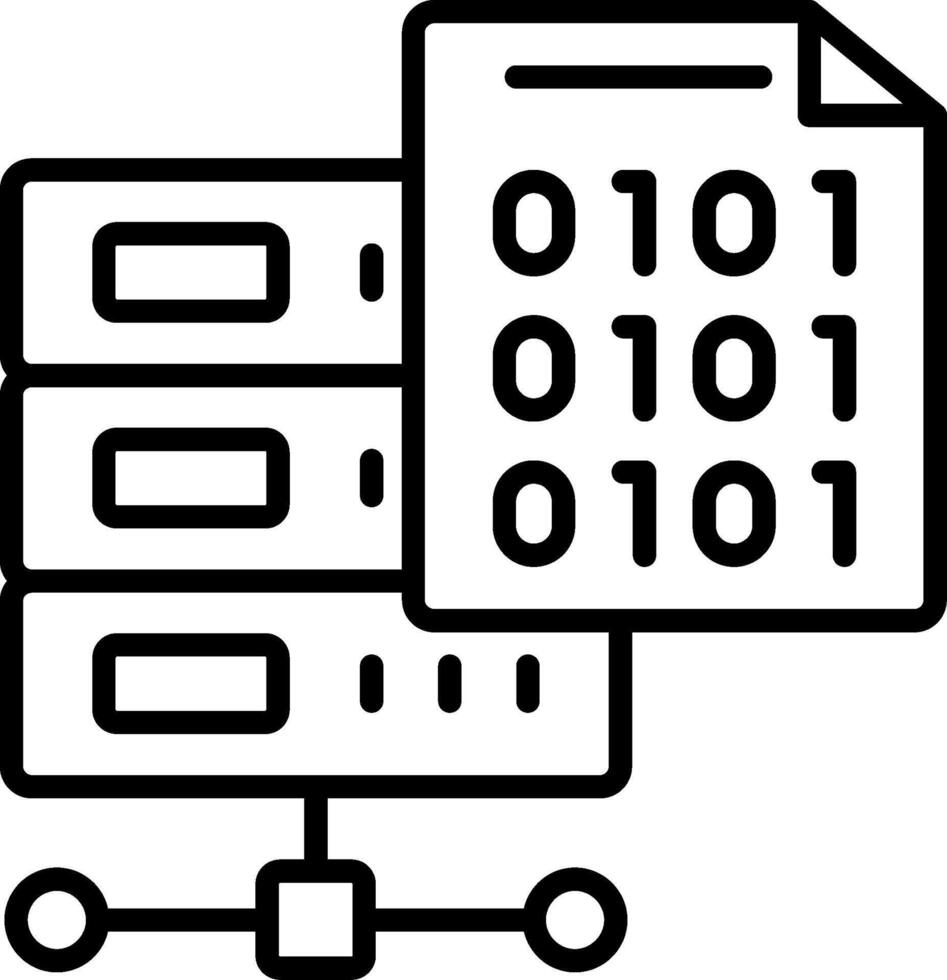 icona della linea di codice binario vettore