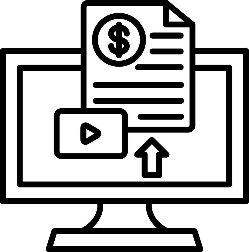 icona della linea di contenuti a pagamento vettore