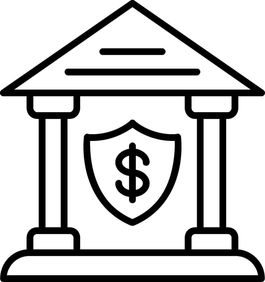 icona della linea della banca vettore