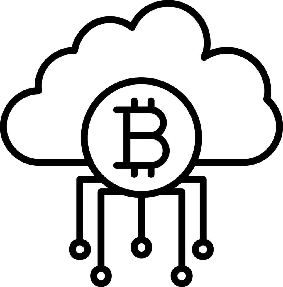 nube bitcoin linea icona vettore