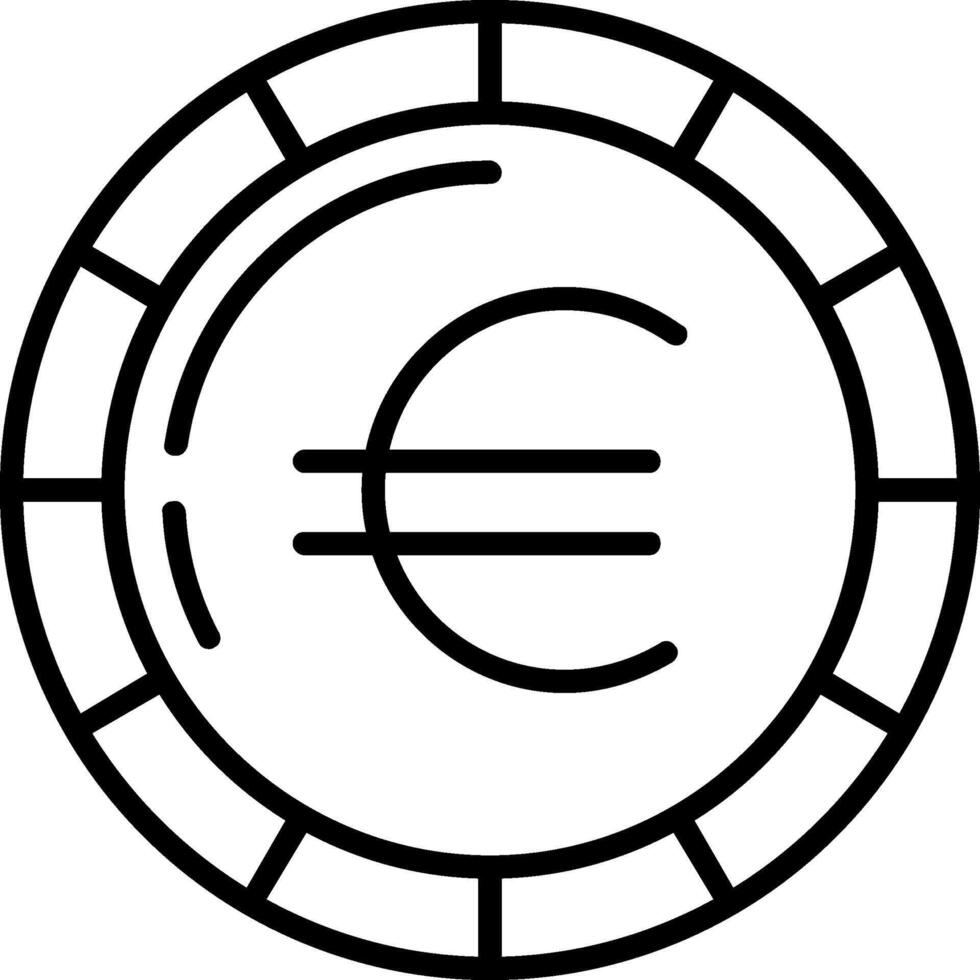 Euro moneta linea icona vettore