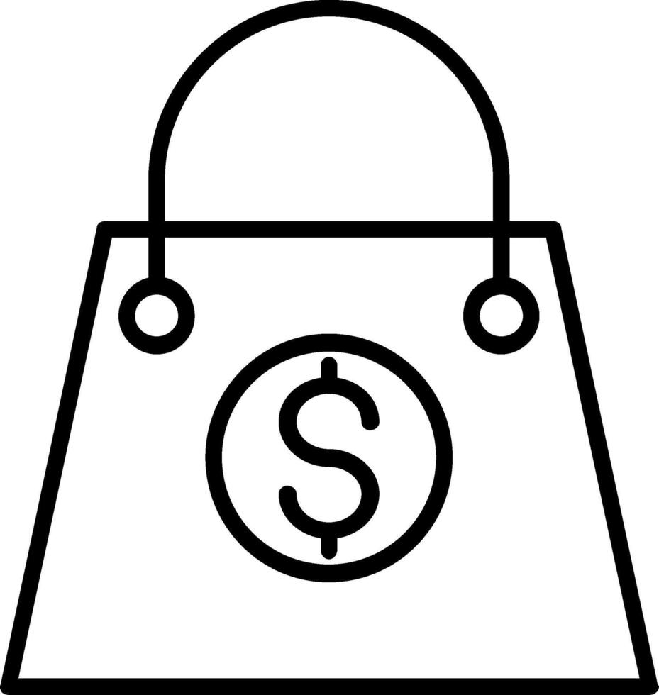 icona della linea della borsa della spesa vettore