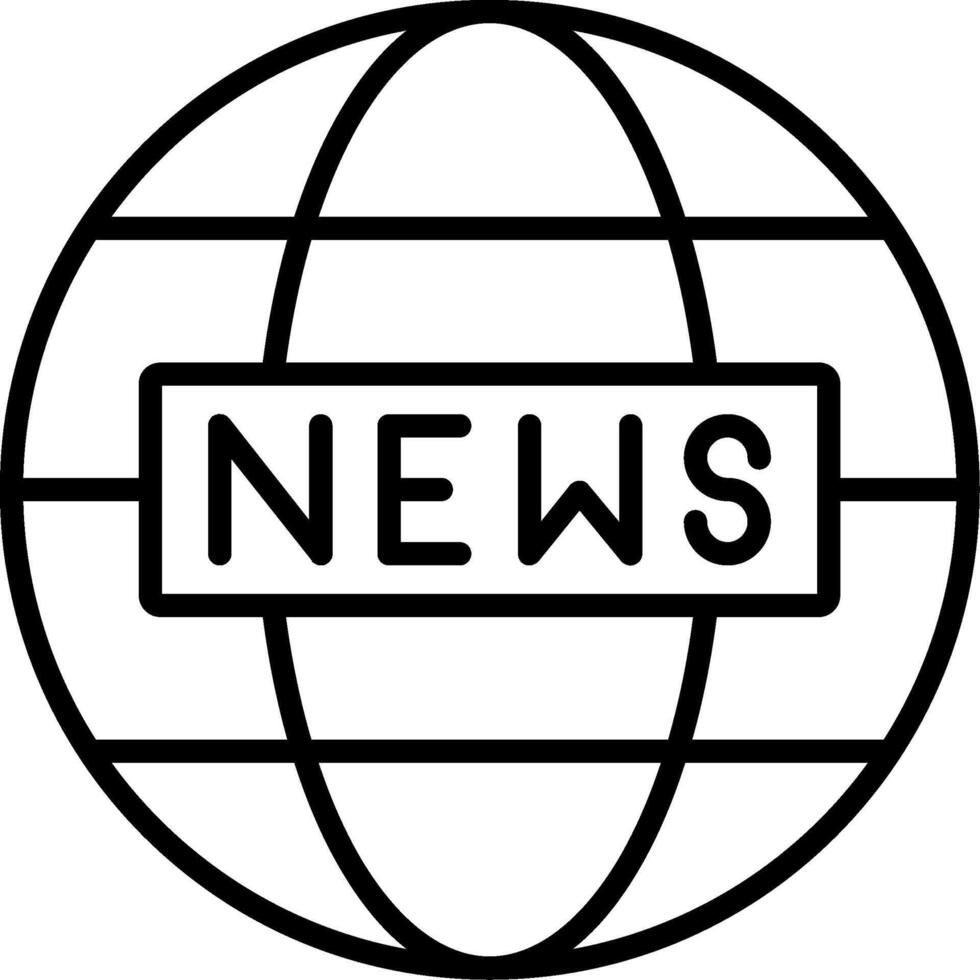 icona della linea di notizie mondiali vettore