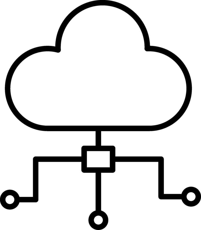 icona della linea di cloud computing vettore