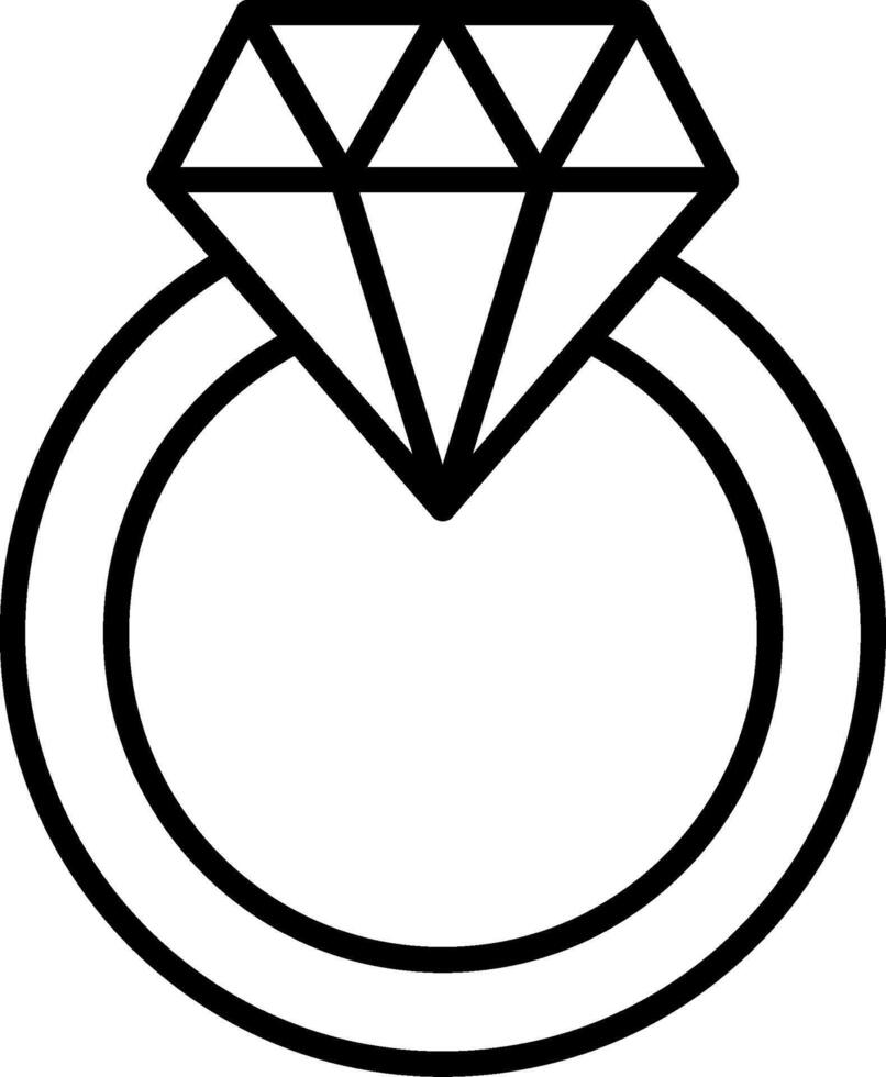 icona della linea dell'anello di diamanti vettore