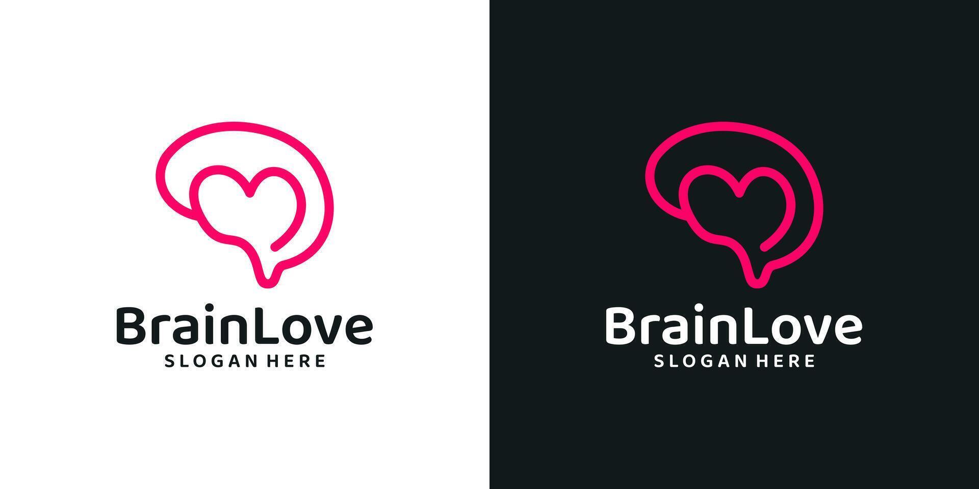 cervello logo design modello con cuore amore logo design grafico . simbolo, icona, creativo. vettore