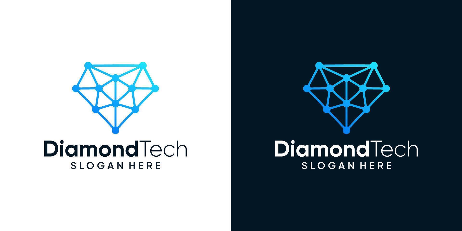 diamante logo design modello con astratto punto, molecola e Rete Internet sistema logo grafico design . icona, simbolo, creativo. vettore