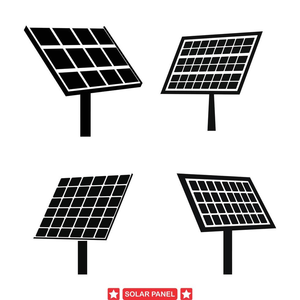 sostenibile vivente diverso solare pannello silhouette disegni evidenziazione pulito energia soluzioni e verde tecnologia vettore