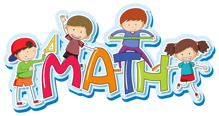 Progettazione di font per la matematica di parola con bambini felici vettore