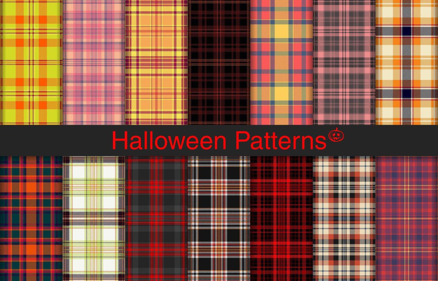 Halloween plaid gruppi, tessile disegno, scacchi tessuto modello per camicia, vestire, completo da uomo, involucro carta Stampa, invito e regalo carta. vettore