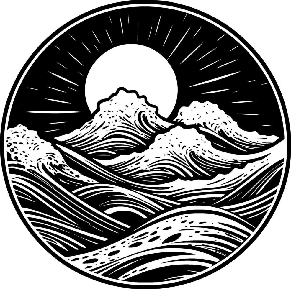 mare - nero e bianca isolato icona - illustrazione vettore