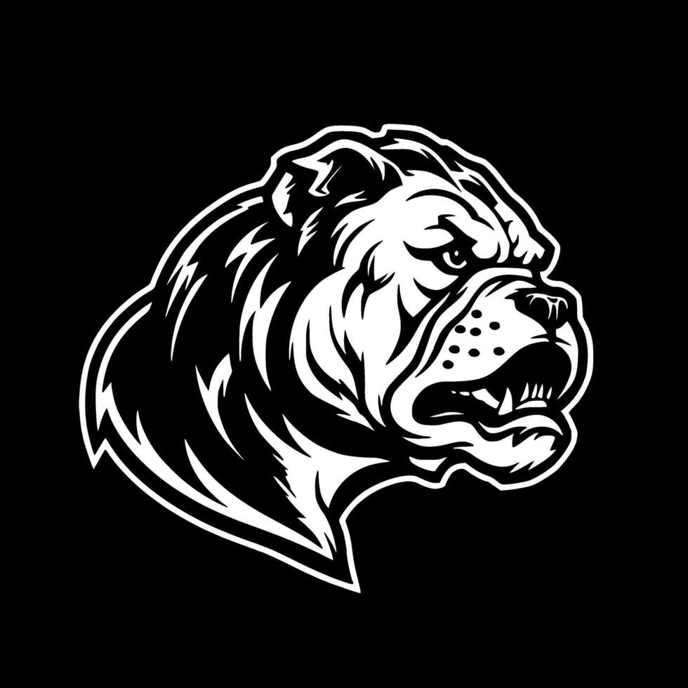 bulldog - nero e bianca isolato icona - illustrazione vettore