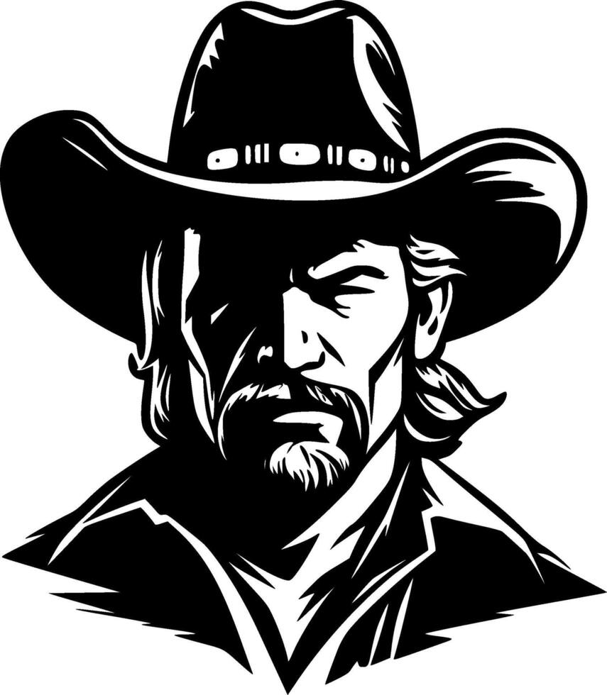cowboy, nero e bianca illustrazione vettore