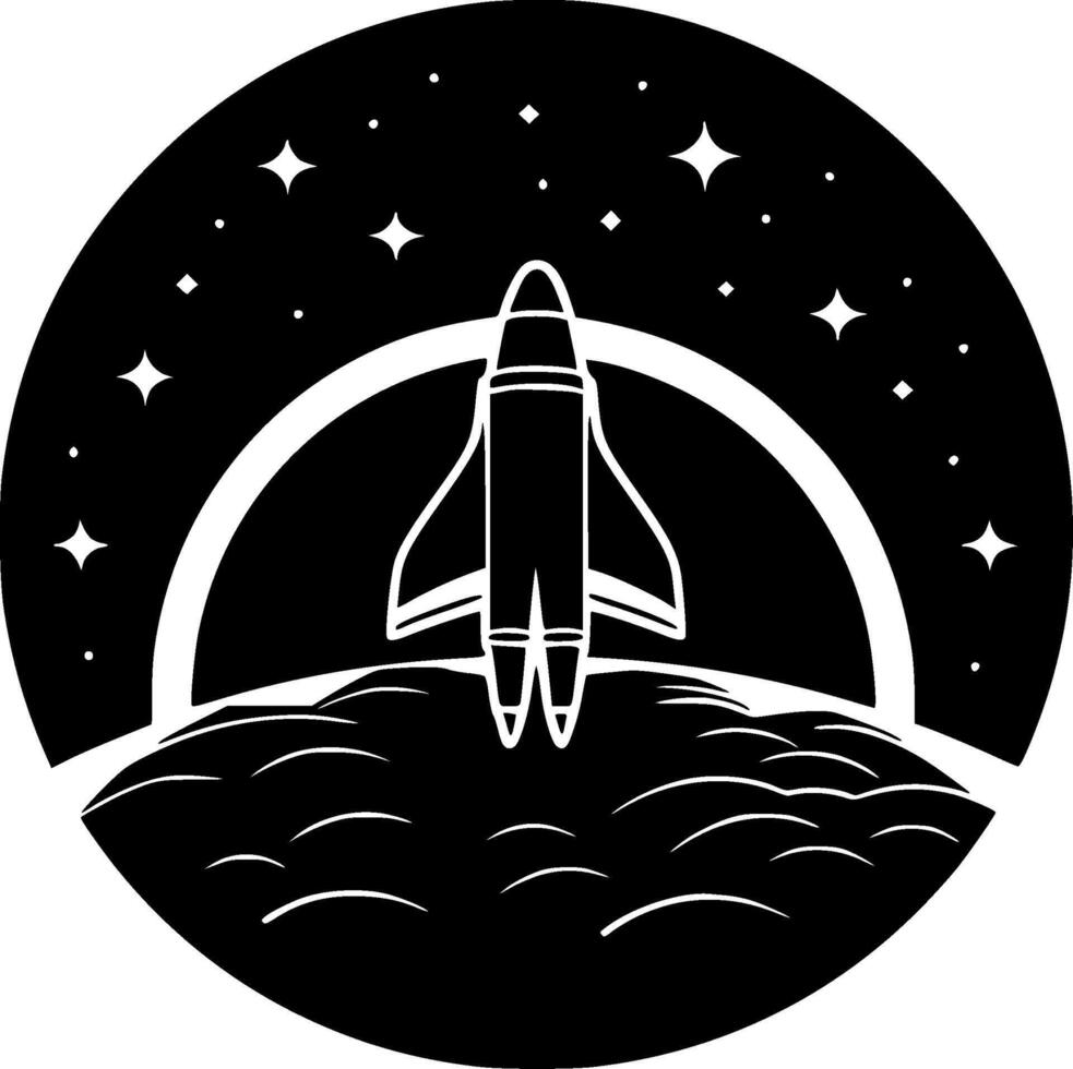 spazio - nero e bianca isolato icona - illustrazione vettore