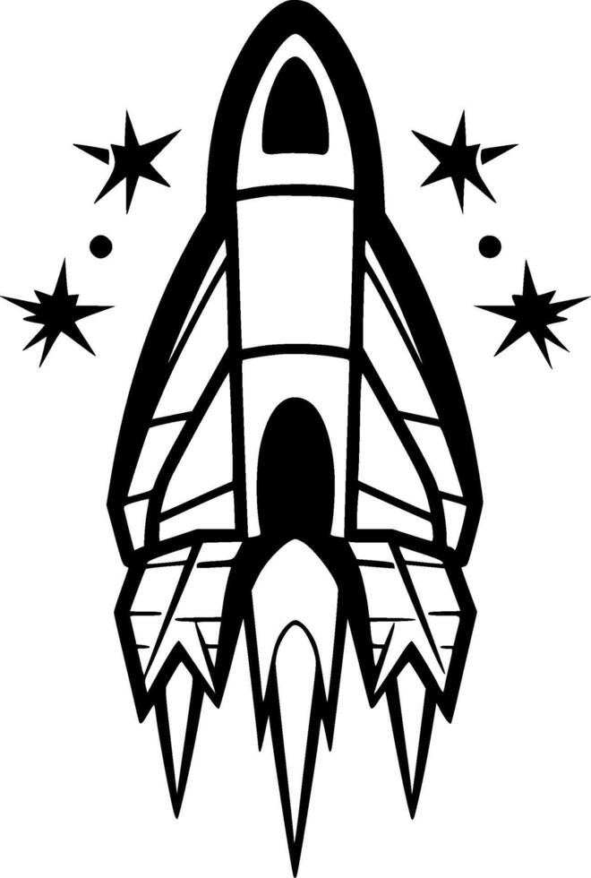 razzo - nero e bianca isolato icona - illustrazione vettore