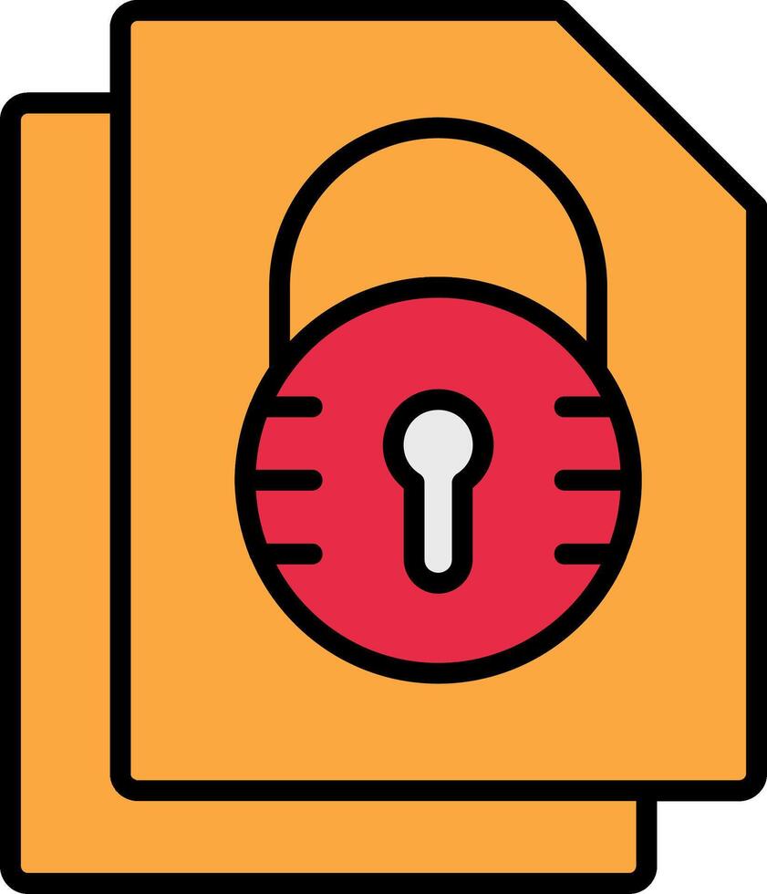 sicurezza file serratura linea pieno icona vettore