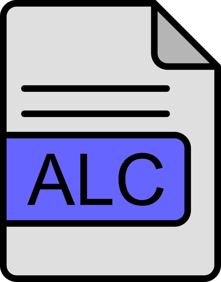 alc file formato linea pieno icona vettore