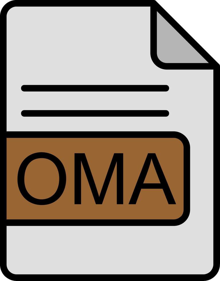 oma file formato linea pieno icona vettore