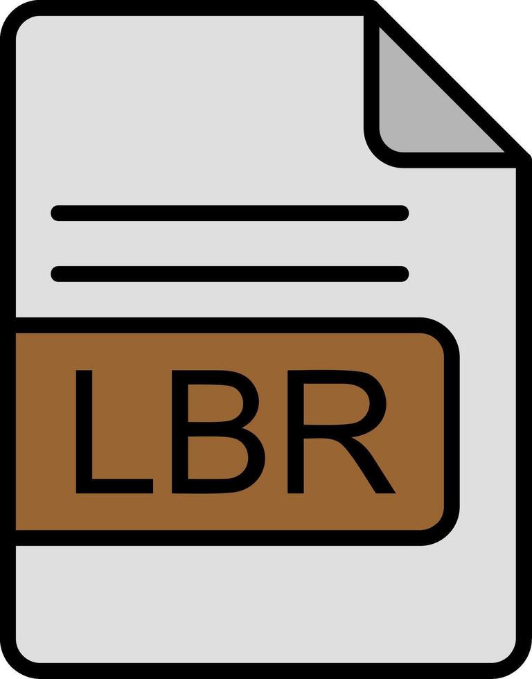 lbr file formato linea pieno icona vettore