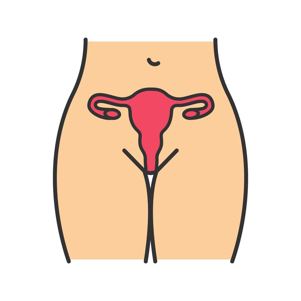 icona del colore del sistema riproduttivo femminile. utero, tube di Falloppio e vagina. la salute delle donne. ginecologia. illustrazione vettoriale isolato
