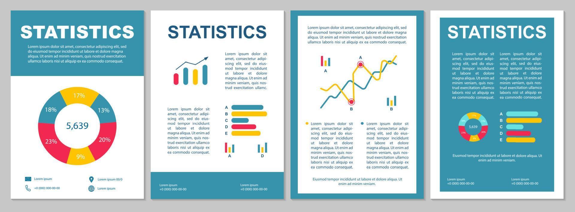 layout del modello di brochure di statistiche. analisi dei dati. volantino, opuscolo, stampa di volantini. metriche e analisi. rendiconto finanziario. layout di pagine vettoriali per riviste, reportage, manifesti pubblicitari