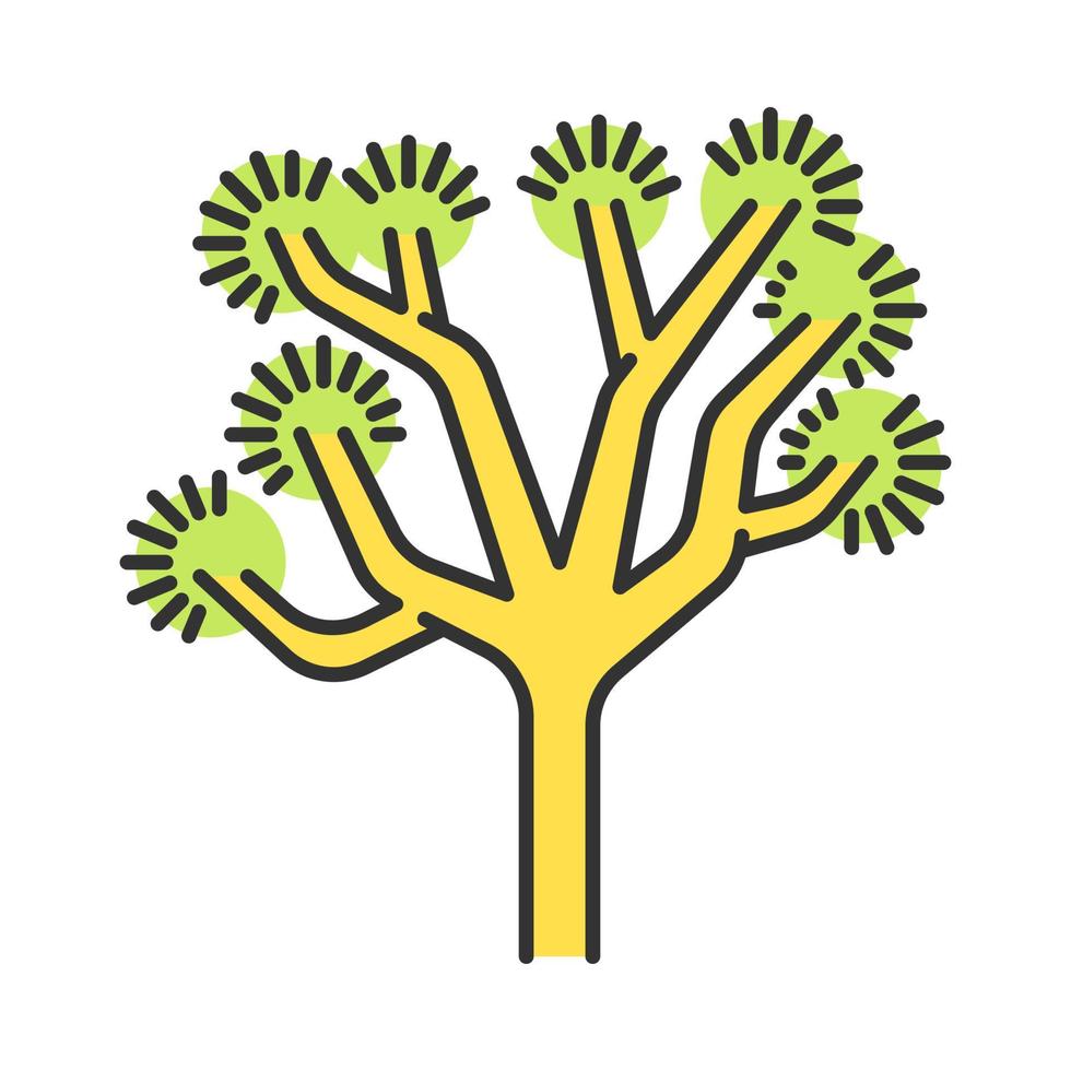icona del colore dell'albero di Joshua. yucca brevifolia. pianta del deserto. yucca di palma. illustrazione vettoriale isolato