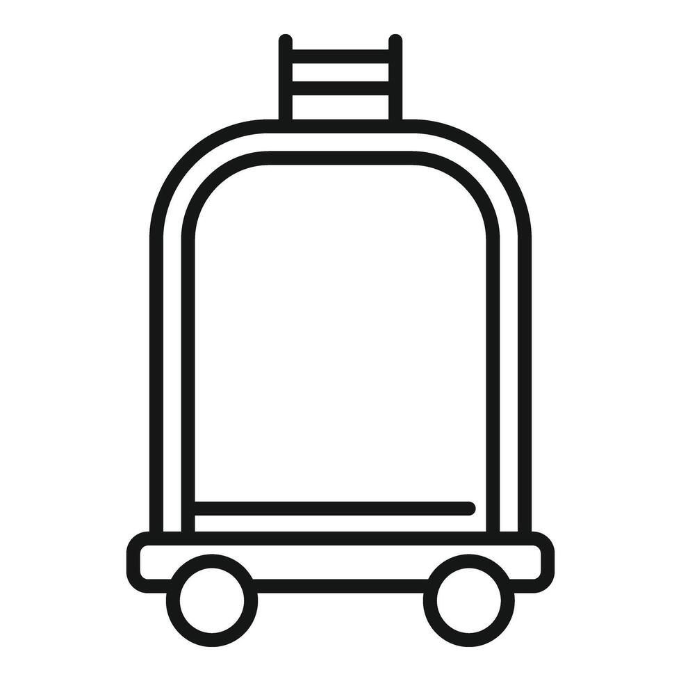 solido bagaglio carrello icona schema . metallo oggetto vettore