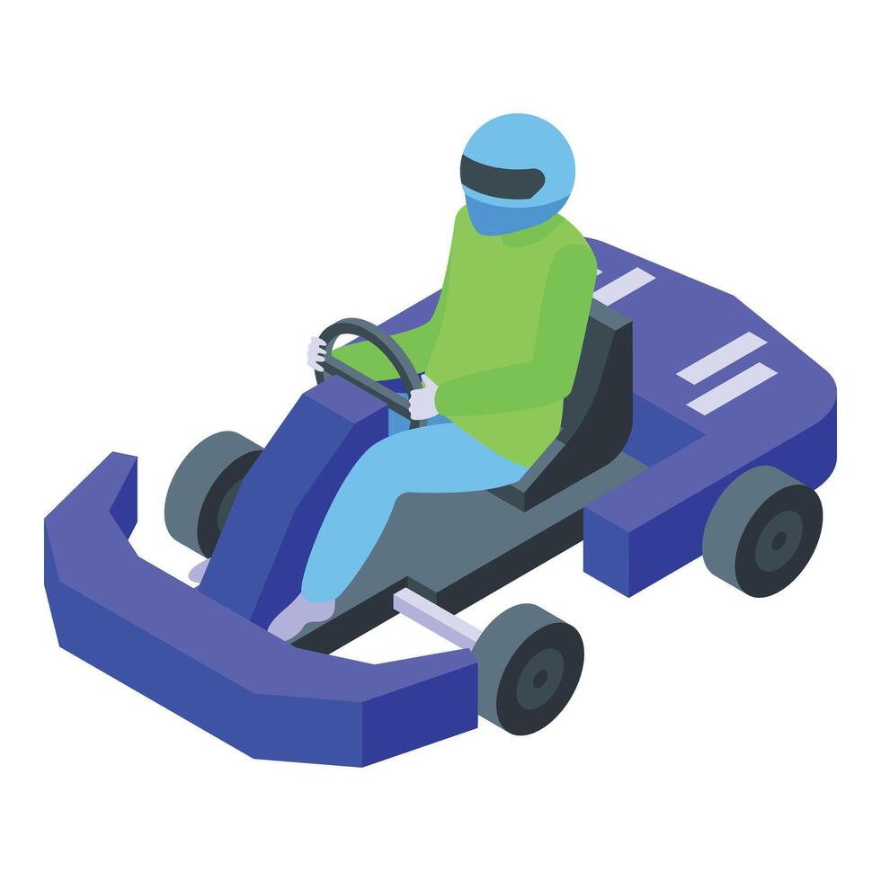 gioco sport karting corridore icona isometrico . finire divertimento vettore