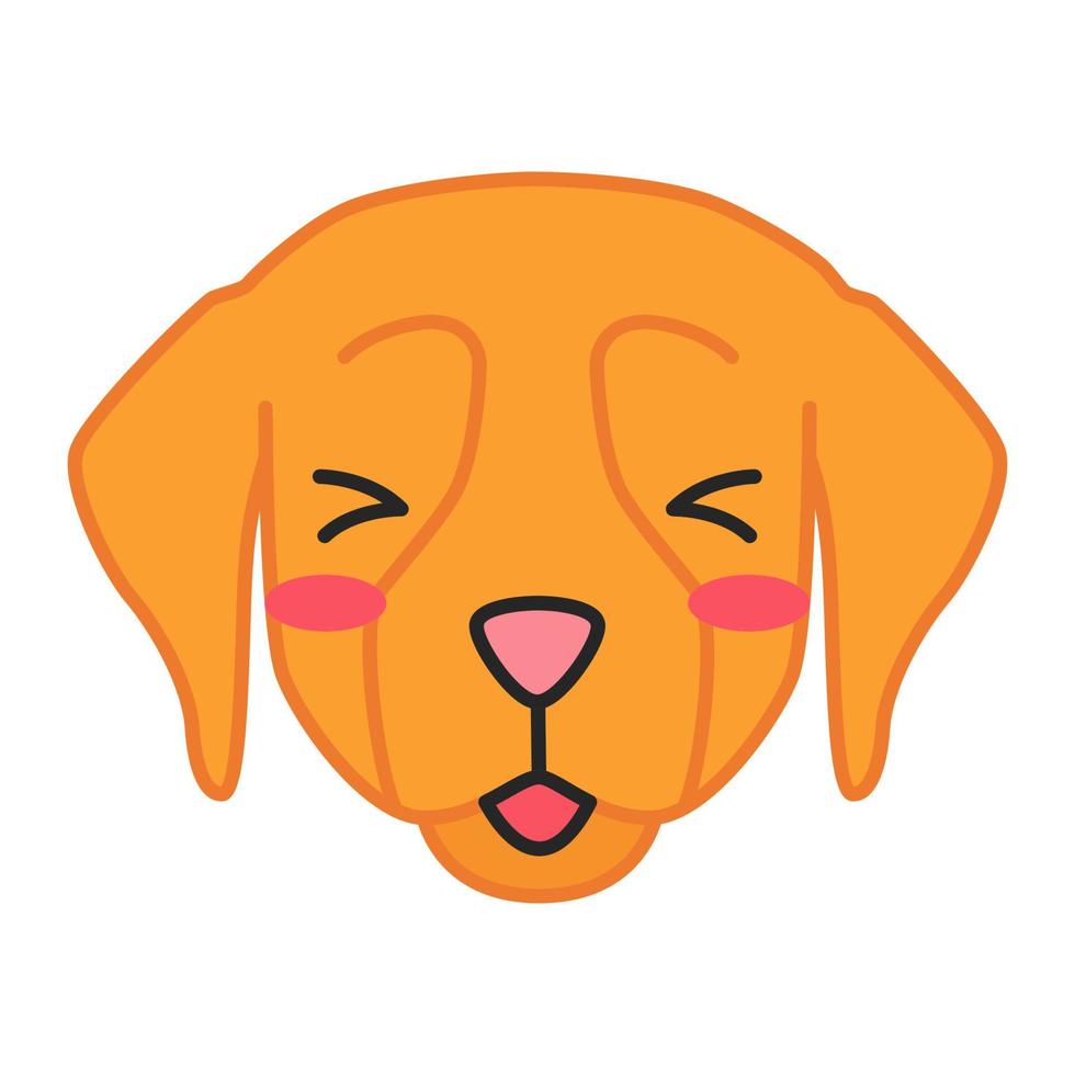 personaggio vettoriale kawaii carino golden retriever. cane con muso sorridente. animale arrossato con gli occhi strabici. emoji divertenti, adesivi, emoticon. oggie con la lingua fuori. illustrazione di colore del fumetto isolato
