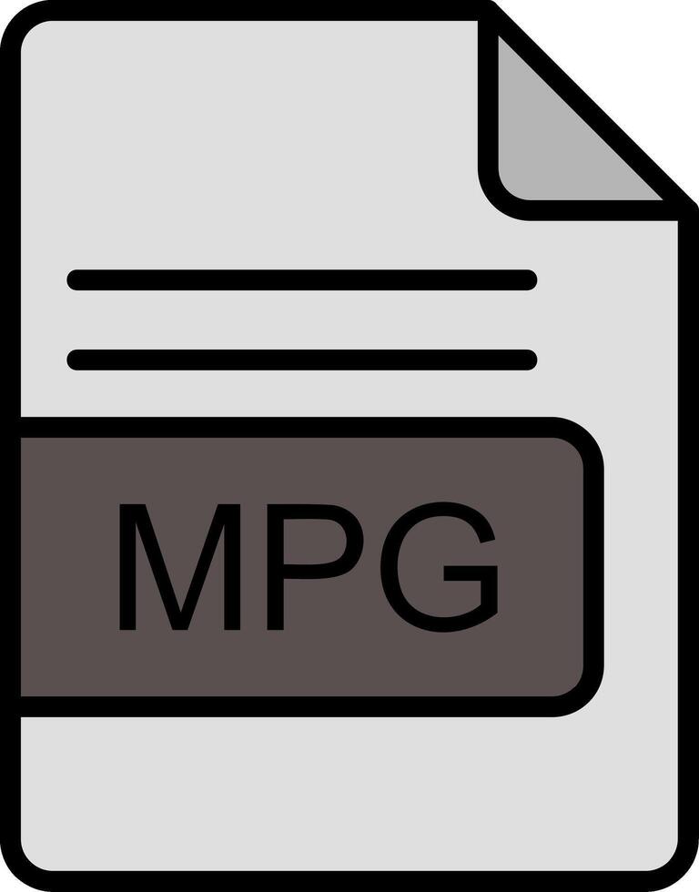 mpg file formato linea pieno icona vettore